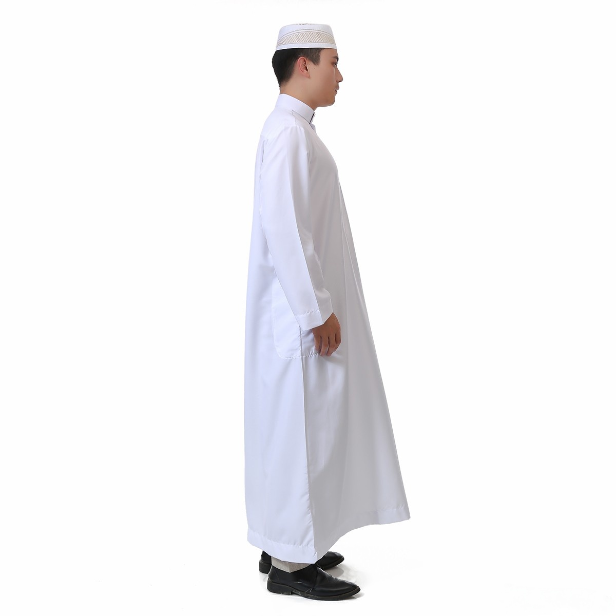 Robe arabe saoudienne à manches longues et col montant pour hommes, Robe musulmane du Ramadan, vêtements islamiques du moyen-orient