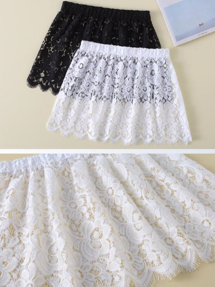 Mini-jupe sexy transparente en dentelle et résille, rallonge de chemise, mini-jupe courte noire et blanche pour femme, sous-jupe d'été pour femme