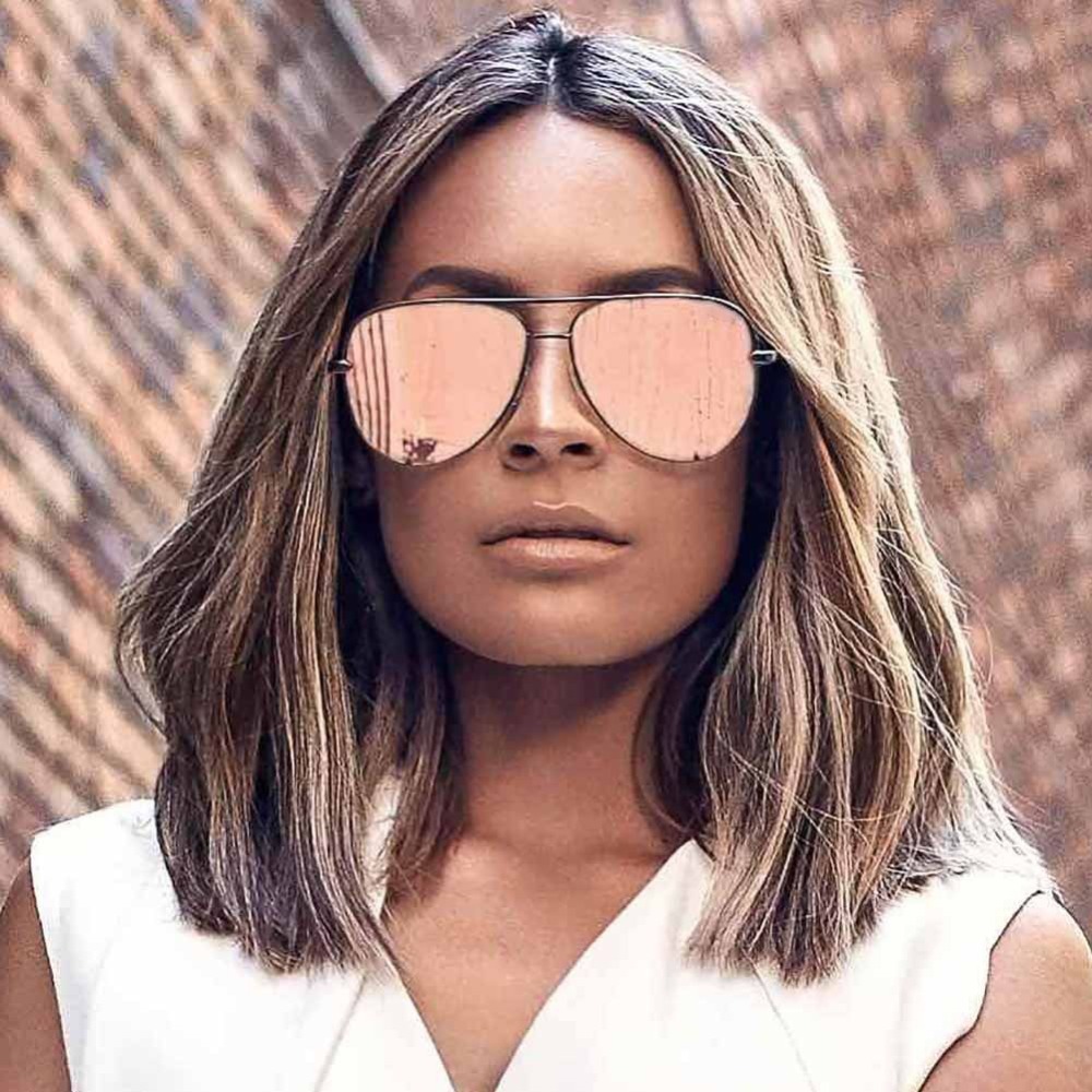 Lunettes de soleil rose pistolet, miroir argenté, surdimensionnées, marque de styliste, pilote, pour femmes et hommes, haut à la mode