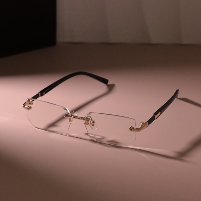 [Lunettes rectangulaires chics pour hommes] Lunettes rectangulaires sans monture chics pour hommes et femmes – Inspiration vintage, verres transparents, monture en alliage de zinc