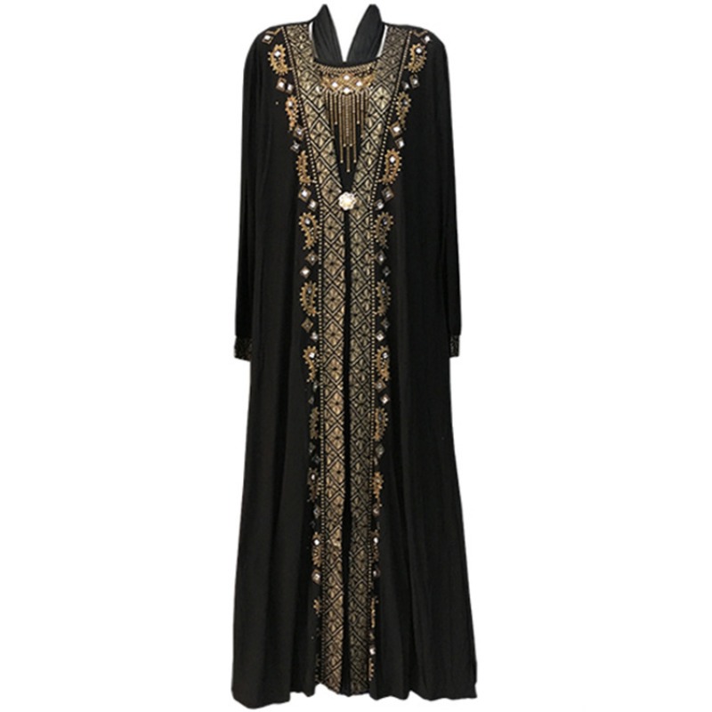 Abaya Islamique Arabe de Dubaï pour Femmes, Robe Longue Musulmane, Kaftan à Paillettes et Perles, Robes Maxi Élégantes à Empiècements, Vêtements Islamiques, Caftan