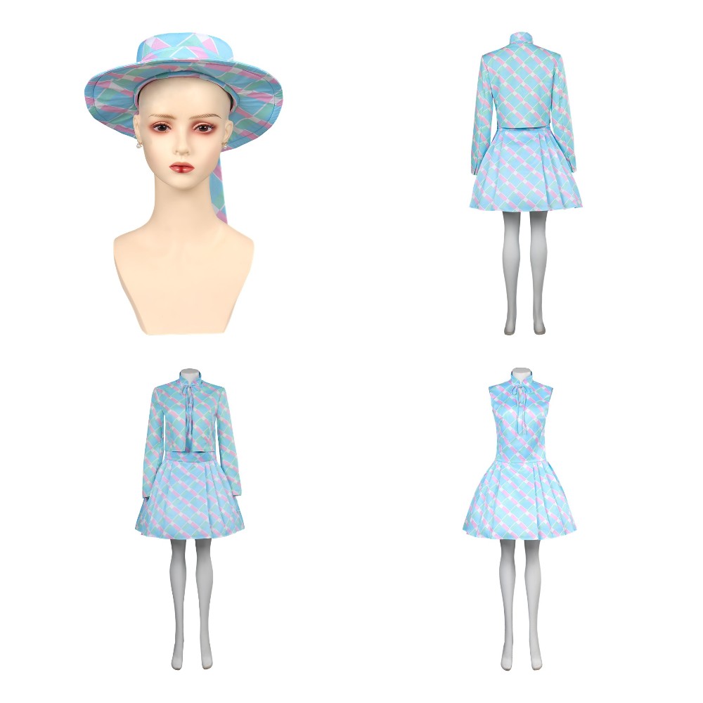 Margot Cosplay robe Costume bleu manteau jupes chapeau boucle d'oreille tenues pour filles femmes adulte Halloween carnaval déguisement Costume