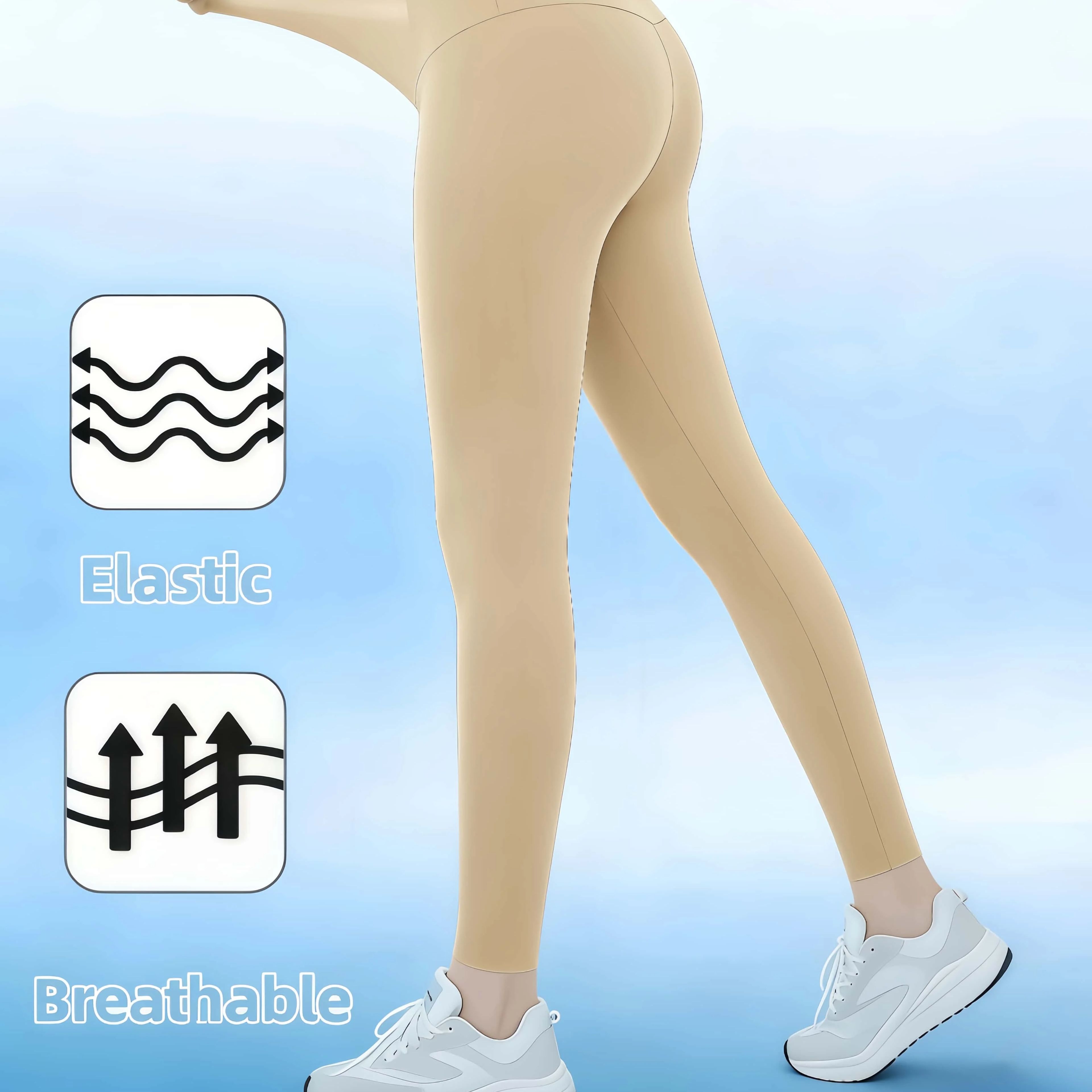 Pantalons de yoga couleur nude pour femmes, légers, très extensibles, respirants, leggings d'été pour l'entraînement, la course à pied et la salle de sport