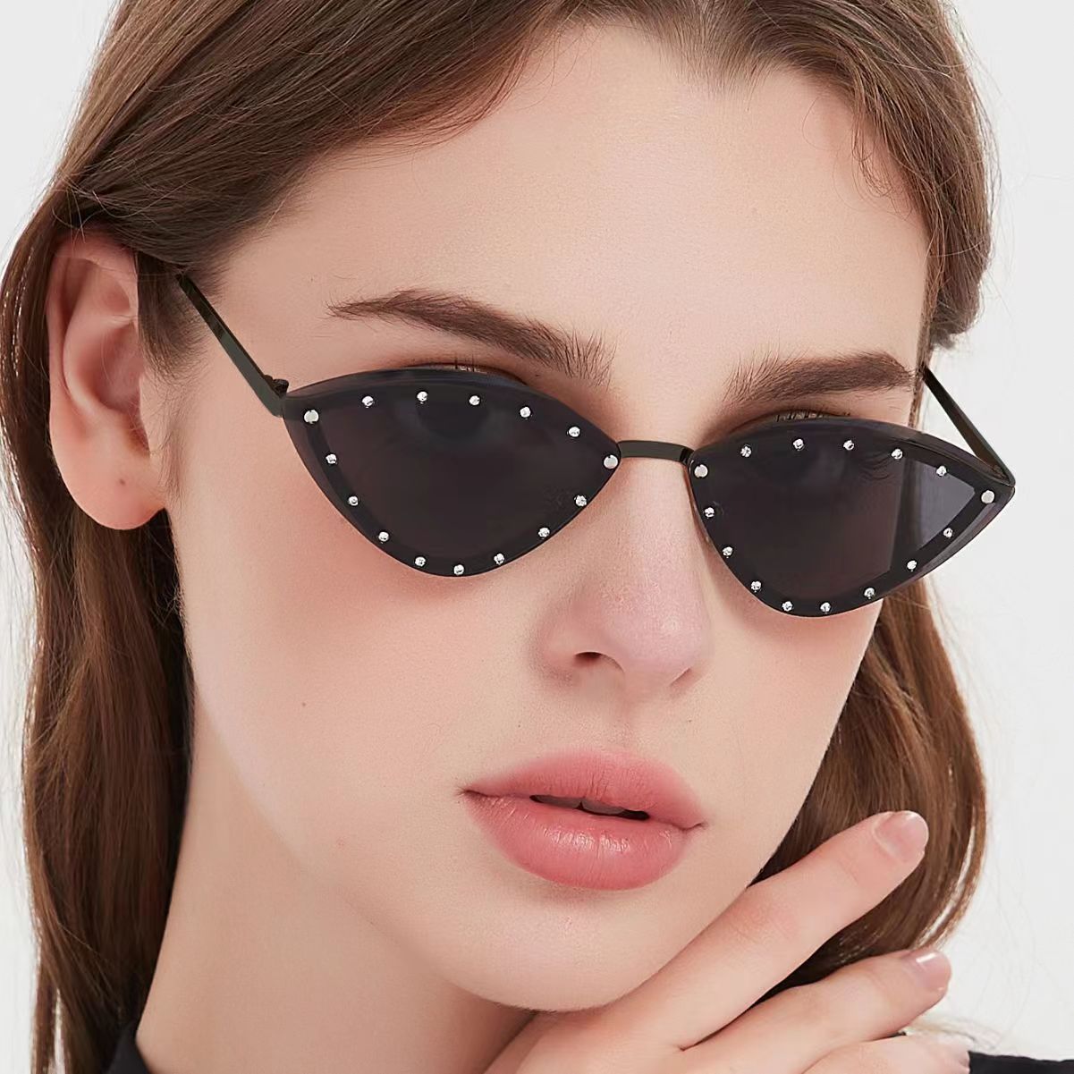 Lunettes de soleil à monture métallique œil de chat pour femmes et hommes, ovales, Vintage, nuances féminines, lunettes de soleil elliptiques pour femmes