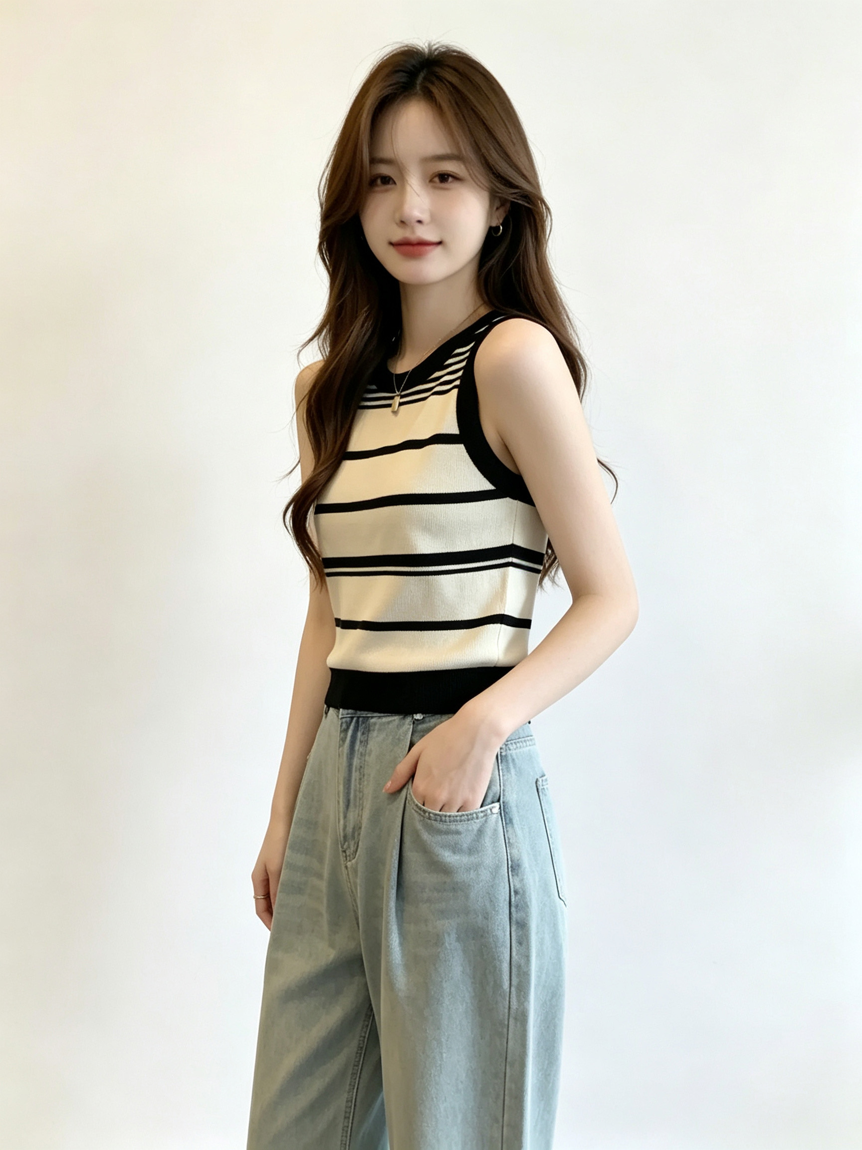 Nouveau T-shirt court en tricot rayé pour femme, style fille, gilet mode coréenne, vêtements vintage mignons, mode estivale