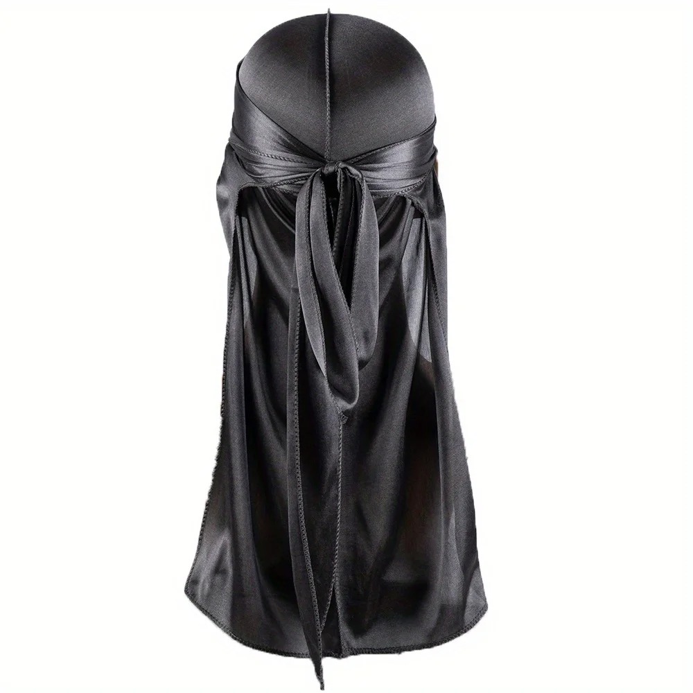 Durag en soie pour homme, bonnet bandana soyeux, Doo Rag à longue queue, casquette pour ondulations