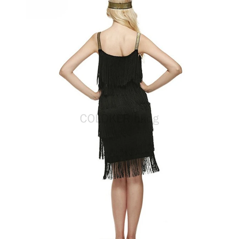 Robe courte à franges pour femme, style Charleston, sexy, sans manches, avec pompons, idéale pour cocktail, fête à l'inspiration Great Gatsby, été, costumes de danse