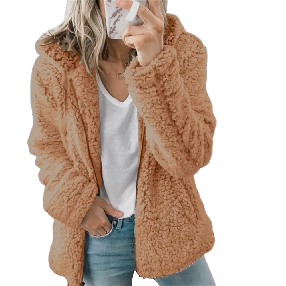 Manteau en laine à capuche en fausse peau de mouton pour femme, vêtement d'extérieur chaud doublé en polaire, nouvelle mode d'hiver