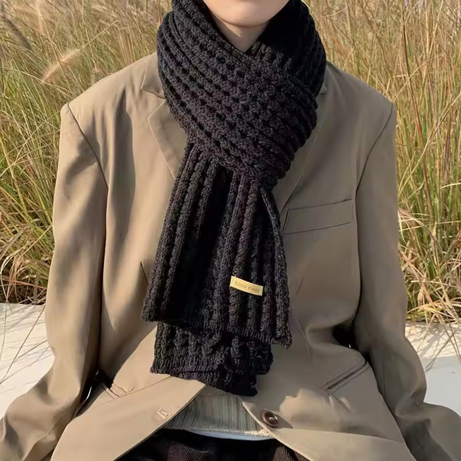 Écharpe d'hiver femmes hommes épais câble tricot enveloppement épais longue écharpe chaude pour voyage bureau chaud cachemire foulards foulard