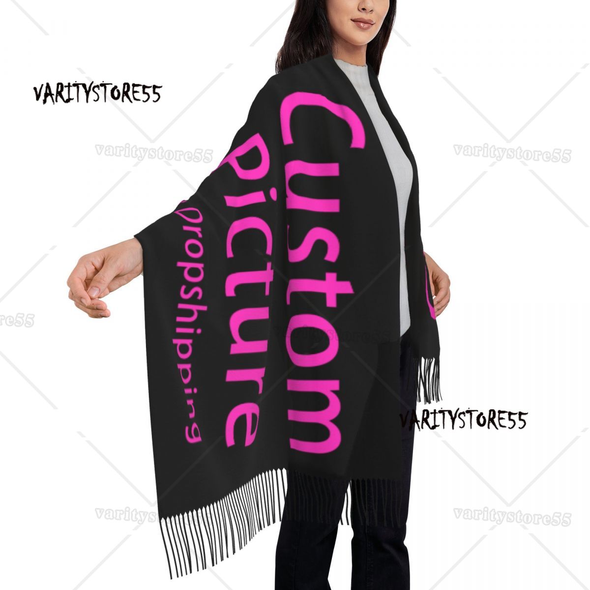 Écharpe Personnalisée avec Photo et Logo pour Homme et Femme, Châle Chaud et Rond, DIY, Hiver et Automne