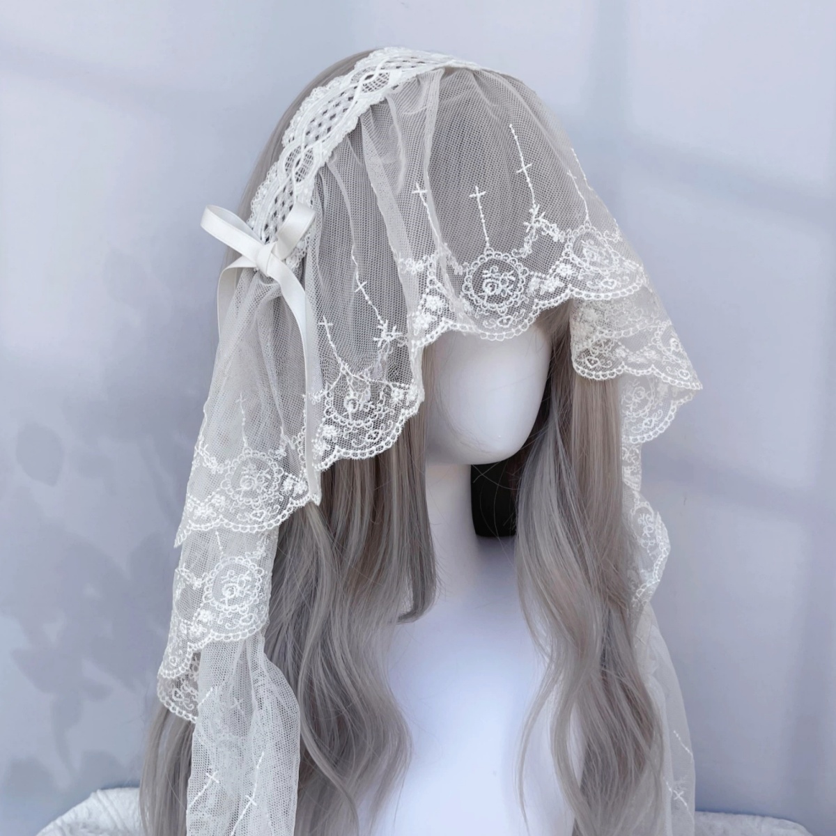 Voile Lolita pour femme, bandeau en dentelle noir et blanc, coiffe gothique Harajuku pour cosplay, accessoire capillaire féminin pour Halloween