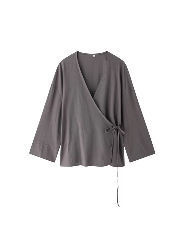 Femmes mode avec chemisiers Kimono amples attachés et taille haute élastique poches latérales pantalon femme deux pièces ensembles Mujer
