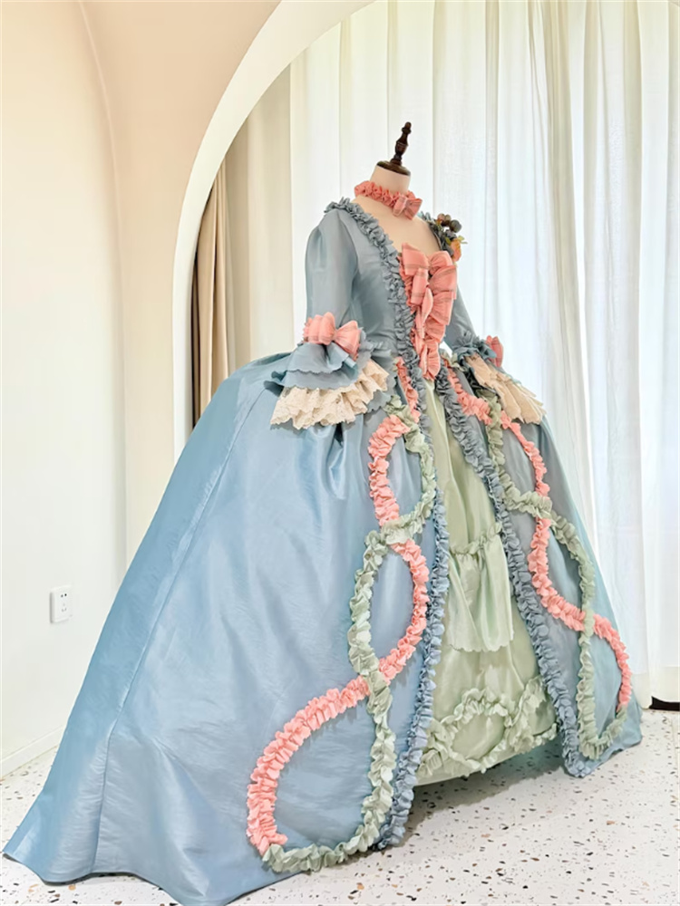Robe à la Française du XVIIIe siècle, style Rococo, robe Marie-Antoinette, duchesse géorgienne, robe de bal de la Cour royale française pour reconstitution historique