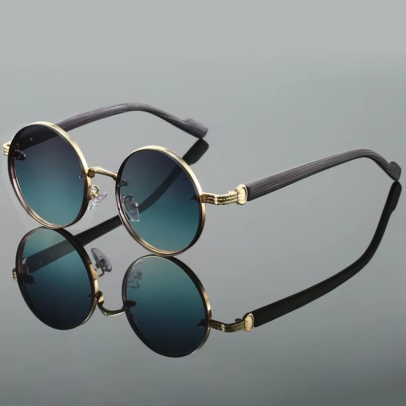 Lunettes de soleil rondes vintage 2026, mode classique, dégradé, lunettes de soleil d'extérieur, tendance, design de marque de luxe, monture en métal, lunettes de soleil 2453