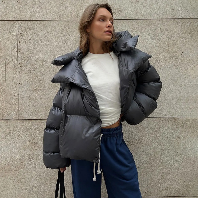 Veste d'hiver en coton pour femmes, nouvelle veste en coton à capuche courte de rue personnalisée, Style tendance
