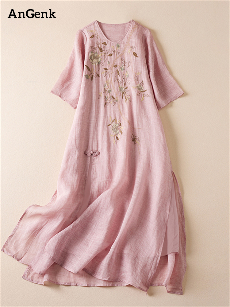 Robes d'été imprimées vintage pour femmes 2026 – Nouvelle robe longue décontractée et respirante pour femme, tenue de bureau élégante
