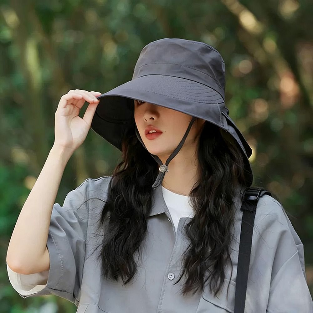 Chapeau de soleil réglable pour femme, à large bord, protection UV, chapeau de pêcheur avec protection du cou, idéal pour l'été