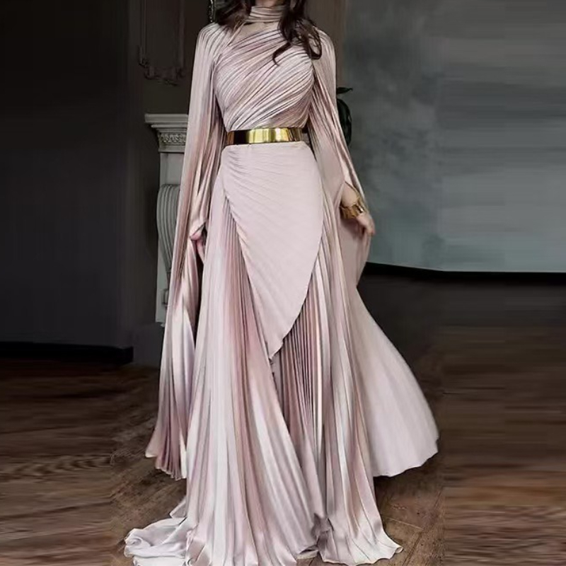 Robes pour femmes tempérament mode 2025 automne nouveau manches chauve-souris châle fendu élégant fête robes soirée longue robe