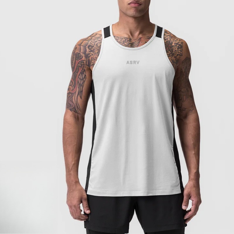 Débardeur musculaire épissé d'été pour hommes, gilet de gymnastique respirant à séchage rapide, chemise de sport sans manches, vêtements de sport de Fitness à haute élasticité, tendance ‌