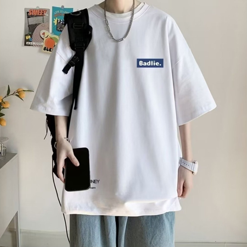 【Taille 8XL】 T-shirt décontracté pour hommes et adolescents, T-shirt américain Vintage avec lettres imprimées BAD, ample, grande taille