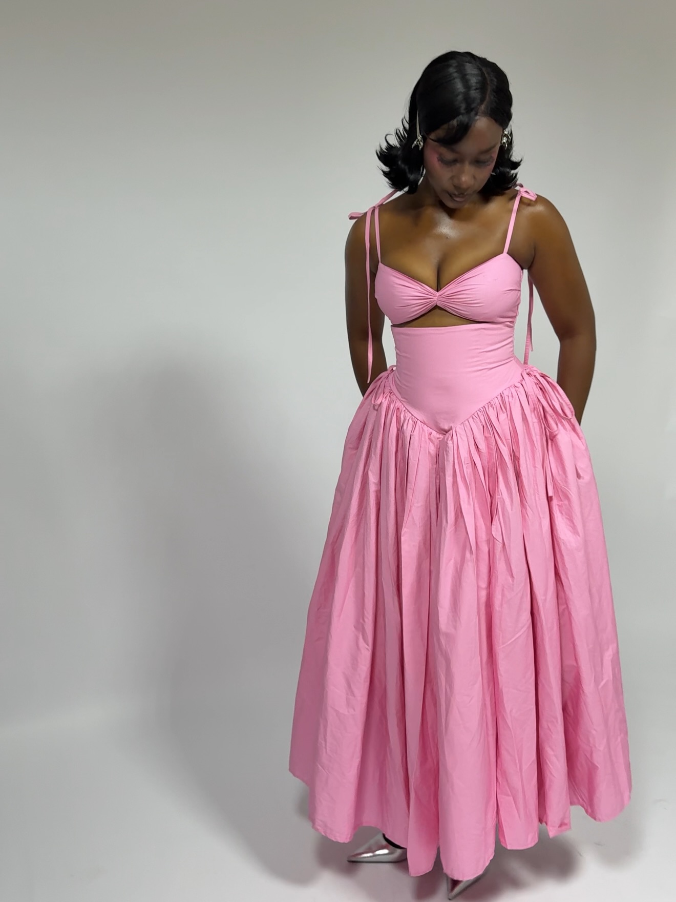 Jupe longue élégante de couleur unie pour femmes, jupe longue trapèze taille haute, jupe fluide plissée pour mariage, fête, rendez-vous de nuit, plage