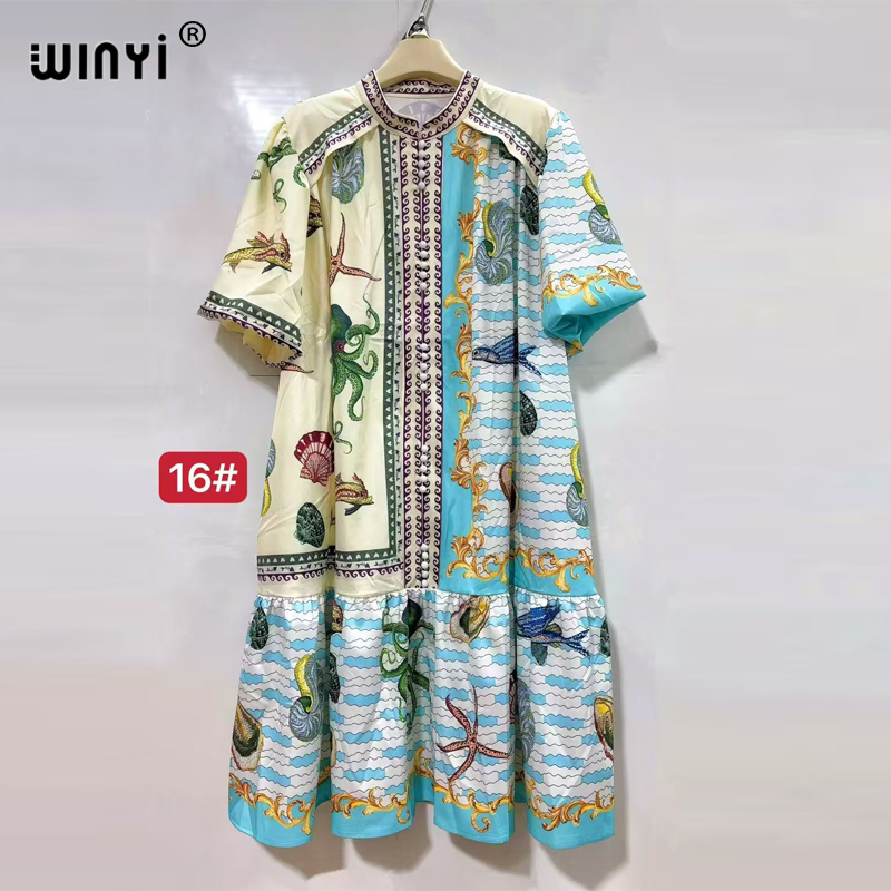 WINYI robes musulmanes pour femme robe maxi imprimé fleuri caftan abaya dubaï luxe été bohème robe de soirée vacances Caftan