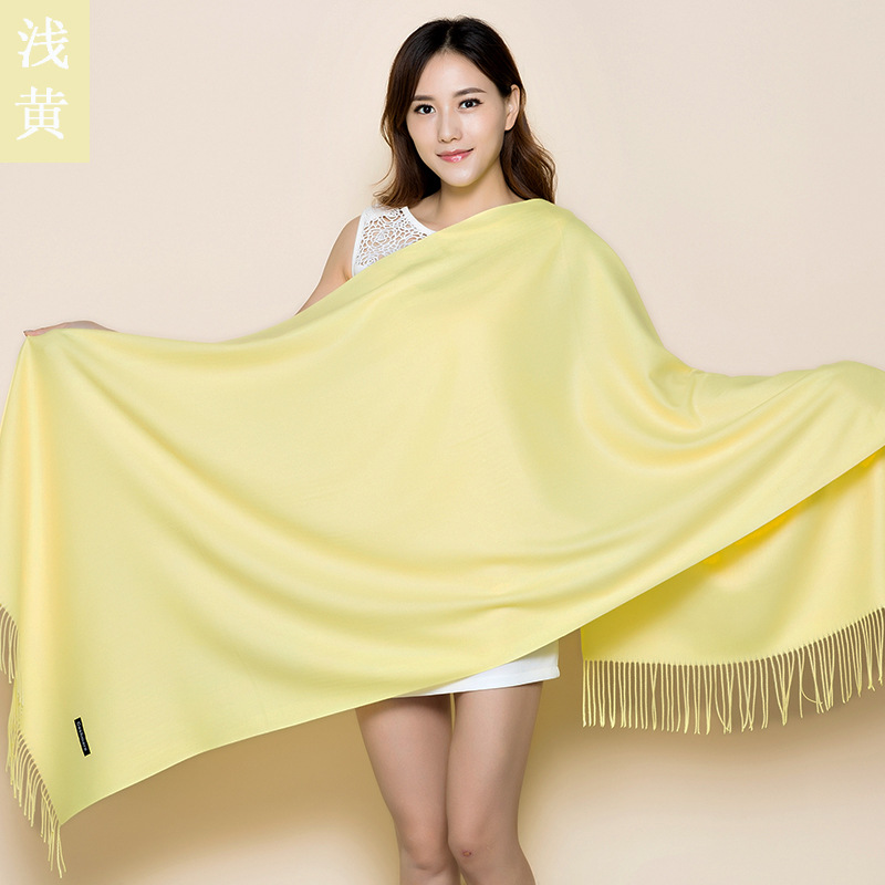 Femmes hiver nouveauté cachemire Pashmina châle écharpe dame longue couleur unie gland Wrap châle doux rouge réunion annuelle foulards