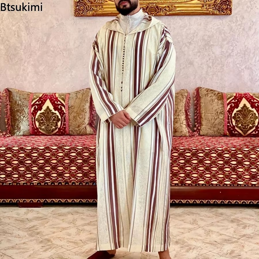 Nouveau 2026 vêtements musulmans traditionnels Eid moyen-orient Jubba Thobe hommes Thobe Robes musulmanes arabes à manches longues cadeaux pour mari