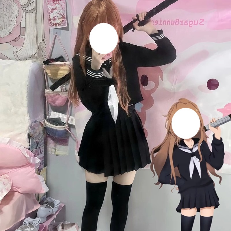 Costume de cosplay Anime Aisaka Taiga, uniforme de marin japonais JK, haut, jupe, cravate, costume pour femmes, tenue de fête d'Halloween et de carnaval