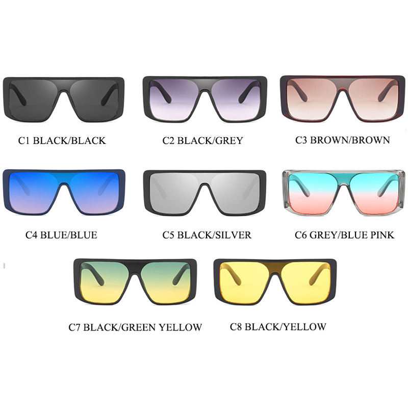 Gogfordden-Lunettes de soleil carrées punk pour femmes et hommes, lunettes de soleil à grandes montures, lunettes dégradées pour femmes, lunettes de marque de luxe, nouvelle mode