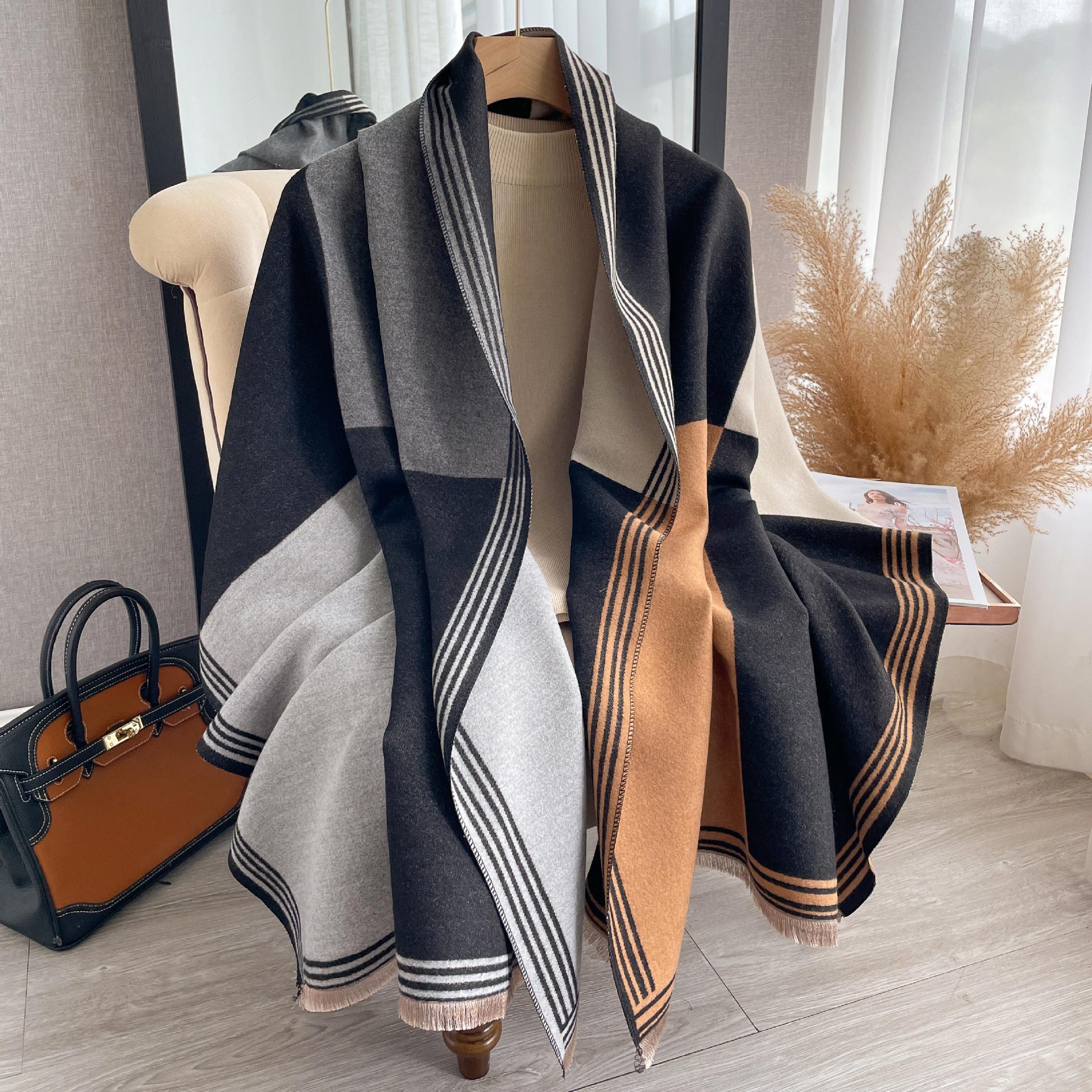 Écharpe d'hiver de luxe femmes cachemire chaud Pashmina marque Foulard femme châles enveloppes épais doux Bufanda Poncho foulards étole 2025