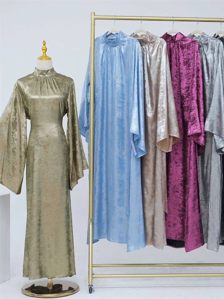 Satin brillant Abaya dubaï luxe 2025 musulman Islam Abayas pour femmes caftan robe Kebaya Caftan Marocain Femme robes Musulmanes