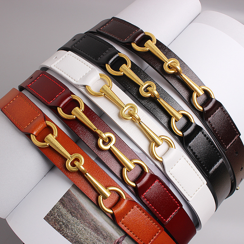 Ceinture femme nouvelles ceintures simples pour femmes boucle de selle décoration ceinture en peau de vache femme