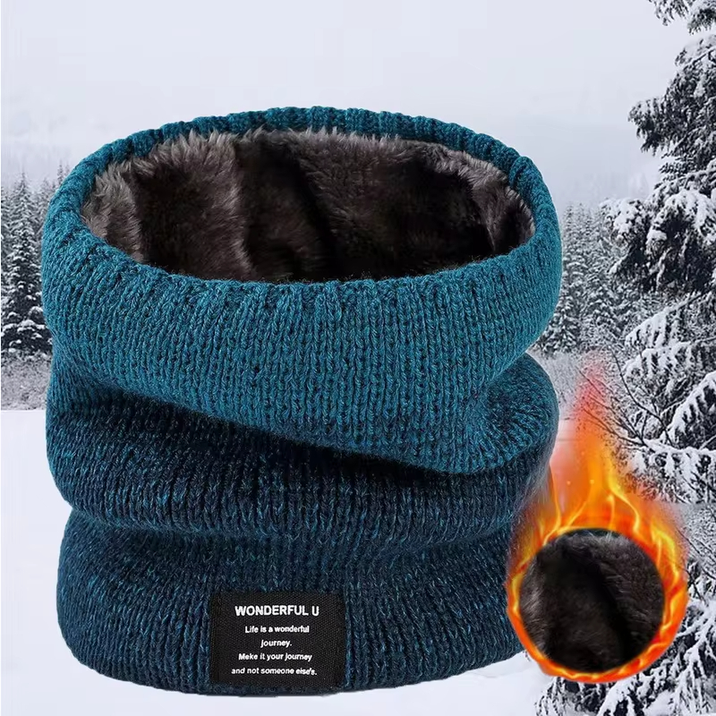 Écharpe d'hiver pour hommes, anneau polaire, Bandana tricoté, chaud, solide, chauffe-cou, cachemire épais, mouchoir chaud, masque de Ski