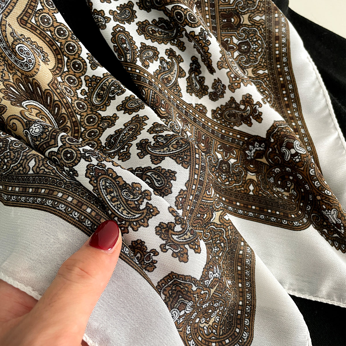 Écharpe imprimée Paisley pour femmes, 70x70cm, Texture en coton, châle carré, bandeau décoratif, Design de luxe, Bandana, nouvelle mode
