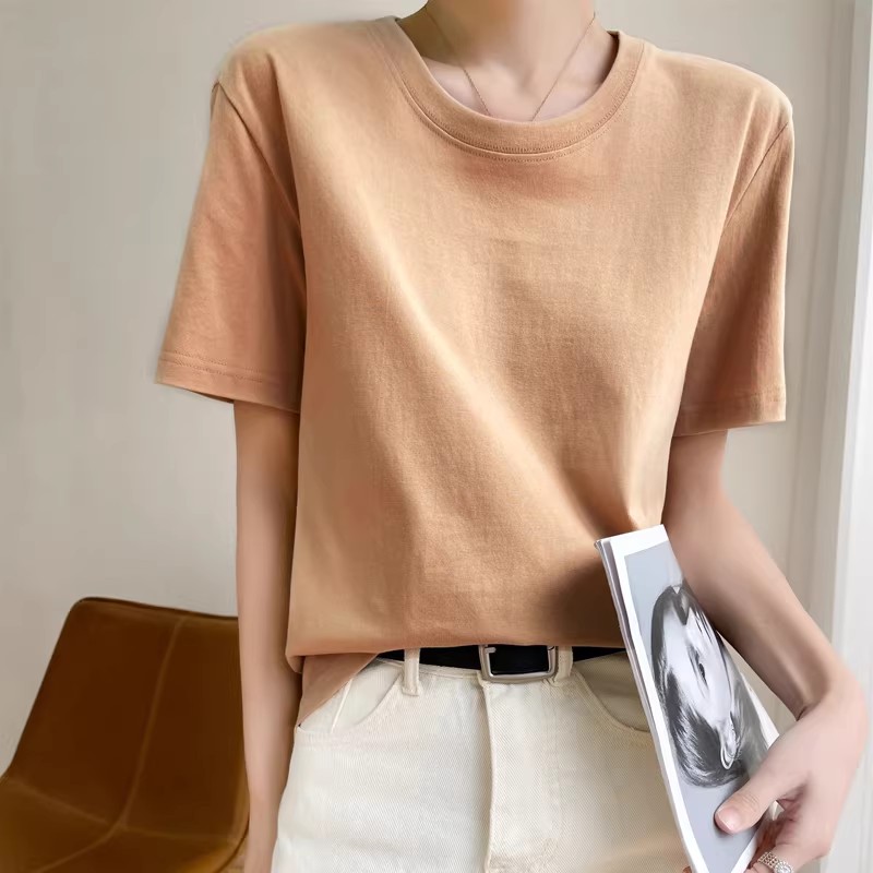 T-shirts pour femmes 2026 – Hauts décontractés en coton à manches courtes et col rond, style Harajuku coréen, pour l'été