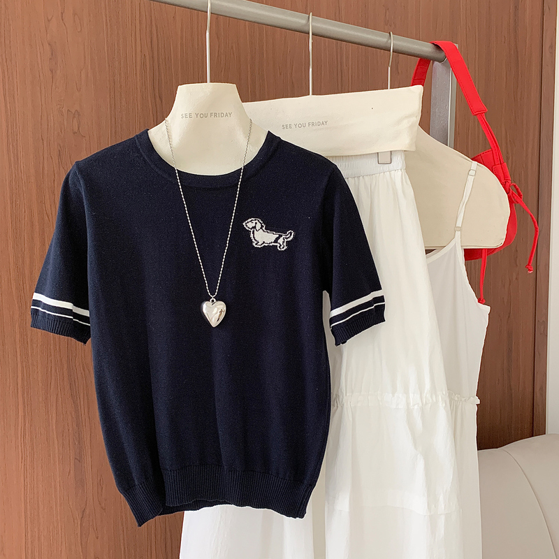 T-shirt d'été pour femmes, 100% coton, manches courtes, col rond, vêtements décontractés, pull basique, haut féminin