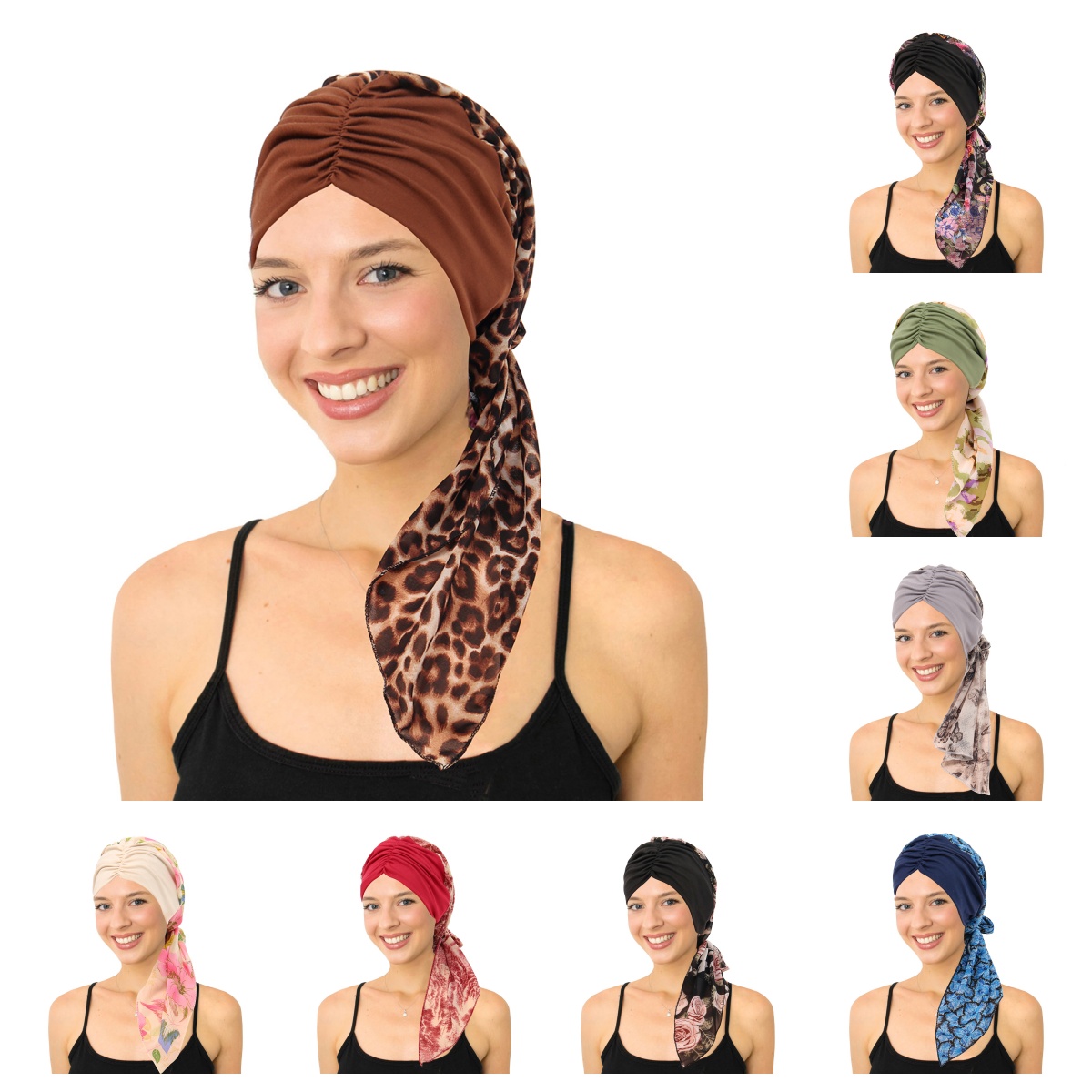 Casquette Turban pré-attachée pour femmes, Hijab musulman, chimio contre le Cancer, imprimé floral, couverture de chapeau, perte de cheveux, foulard de tête, Bandana extensible