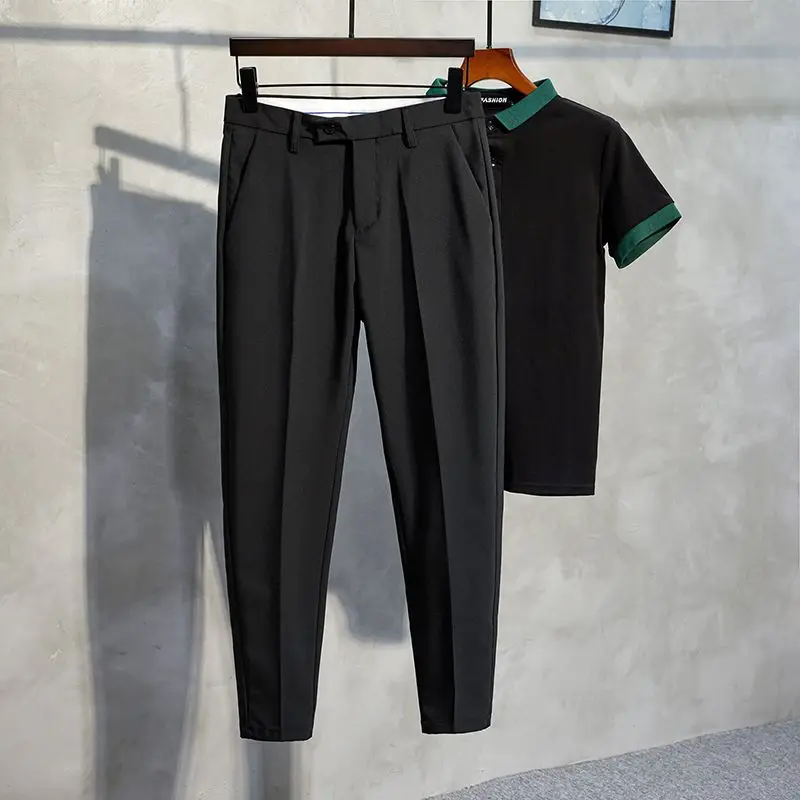 9 costumes courts pour hommes pantalons blancs pour hommes drapeados fluides de haute qualité vêtements de luxe de Style coréen de luxe été 2025 pas cher