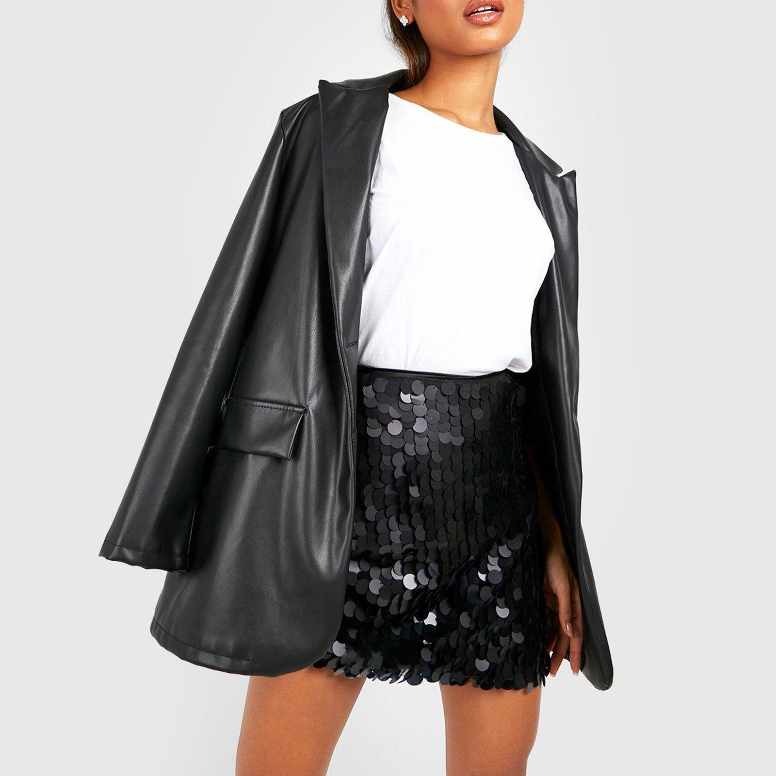 Femmes grande jupe à paillettes Clubwear Festival Rave or noir argent Wrap Mini jupes pour femmes élégant boîte de nuit Faldas