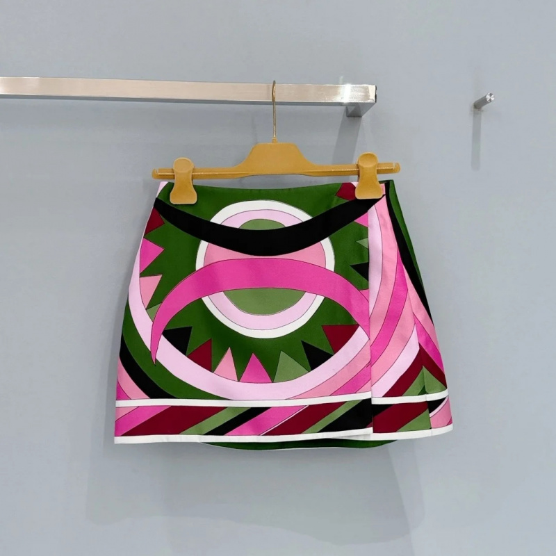 Ensemble haut et mini-jupe pour femme en soie 100% de haute qualité, imprimé abstrait magenta, écharpe et cravate recyclées, collection 2026 TC