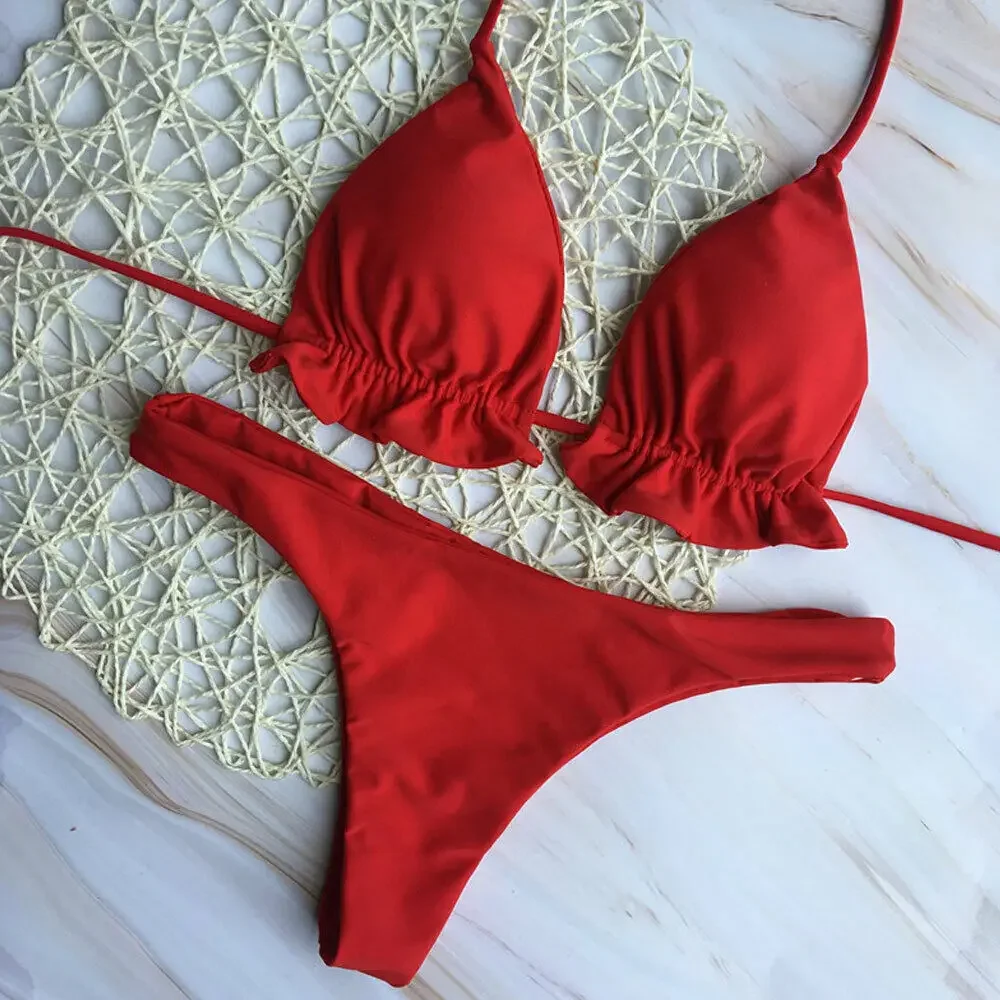 Été brésilien Bikini ensemble pour femmes Sexy 2 pièces ensemble maillot de bain push-up haut bandeau string maillot de bain maillot de bain maillots de bain
