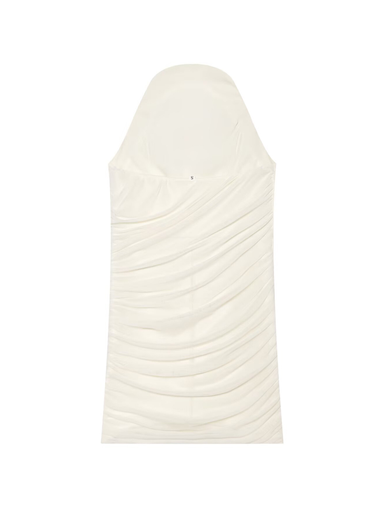 Robe courte en tulle drapé pour femme, épaules dénudées, dos nu, sexy, pour soirée, en maille, pour l'été