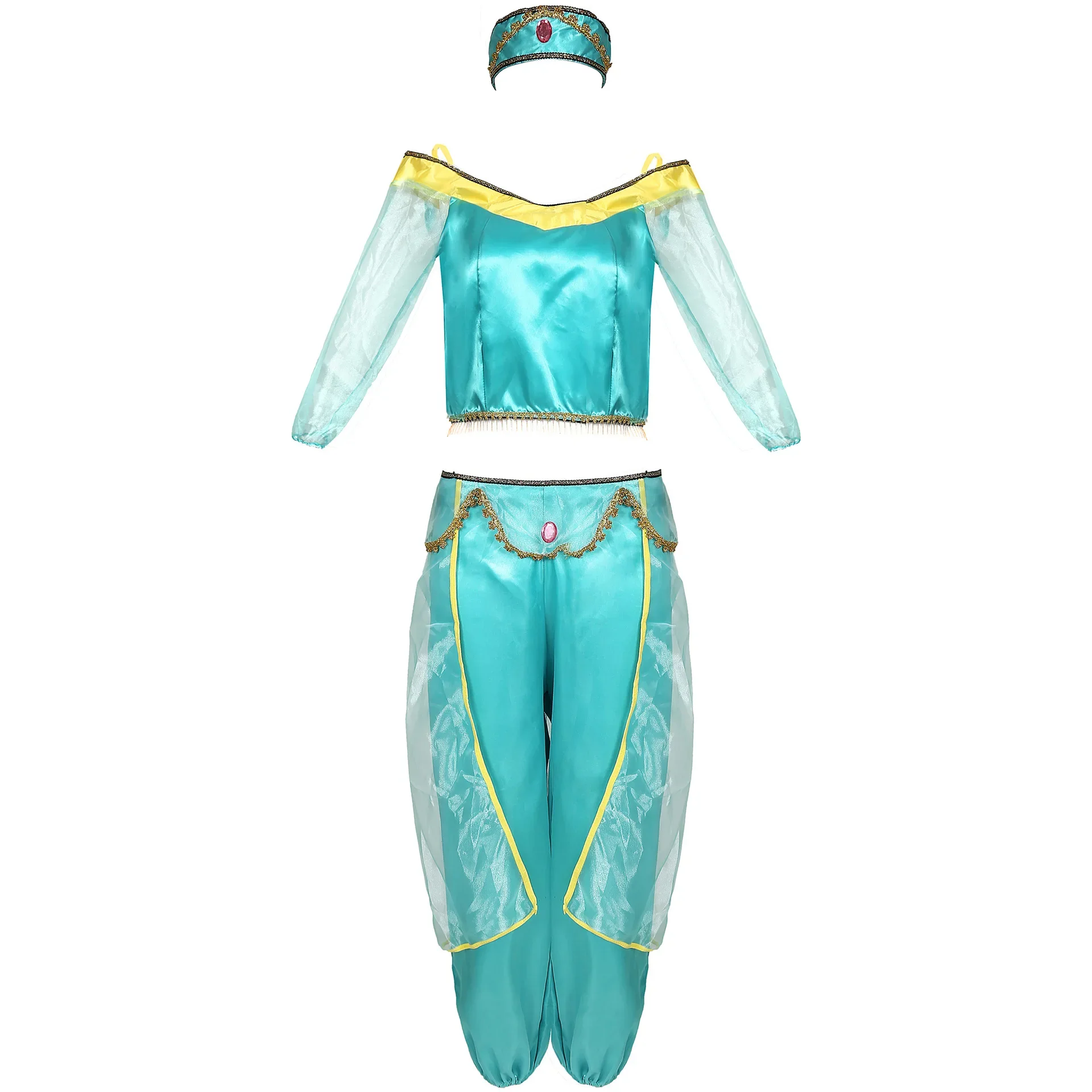 Costumes de Princesse Arabe, Tenues de Danse Indienne Brodé Bollywood, Déguisement de Jasmines pour Fête, Halloween, Cosplay