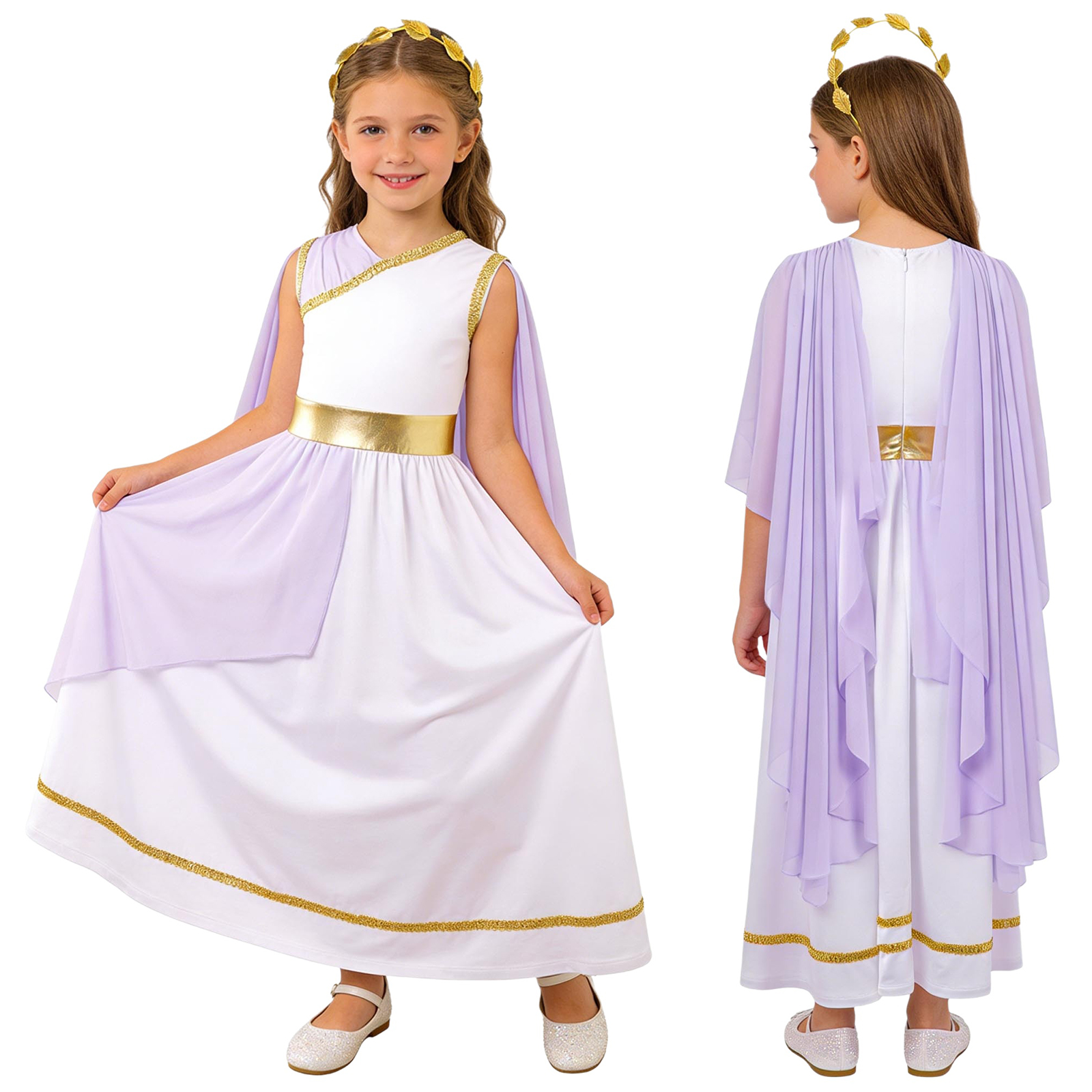 Robe de Princesse Longue en Tulle pour Fille, Costume Toge Grétien, Déité Grecque des Prairies, Flowy, pour ixd'Halloween