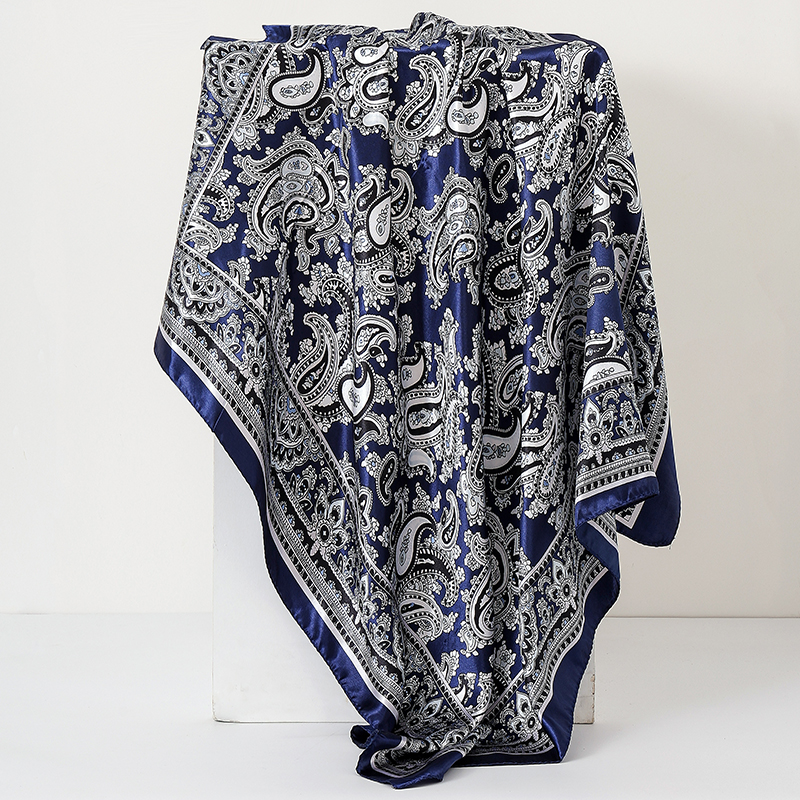 Foulard carré en Satin pour femmes, Hijab Paisley imprimé noix de cajou, foulard en soie, châle, bandeau, accessoires pour cheveux, Bandana 90x90cm