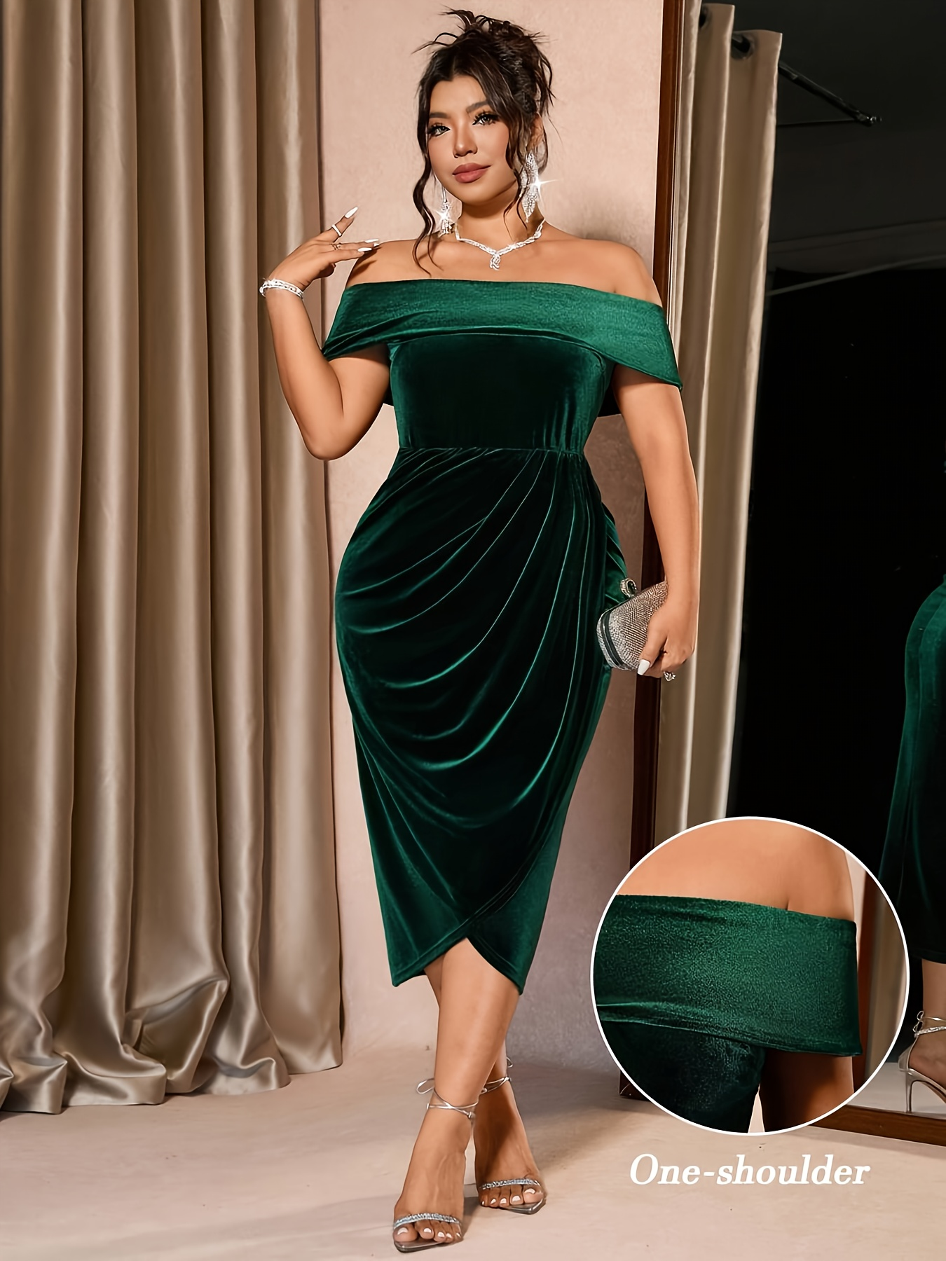 Robe en velours grande taille, élégante et tendance, idéale pour les occasions formelles