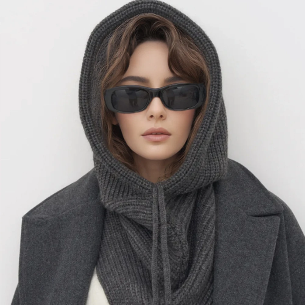 Chapeau-balaclava d'hiver pour femmes, écharpe chaude en tricot, bonnets à capuche, collier de cou en une seule pièce, bonnets pour filles
