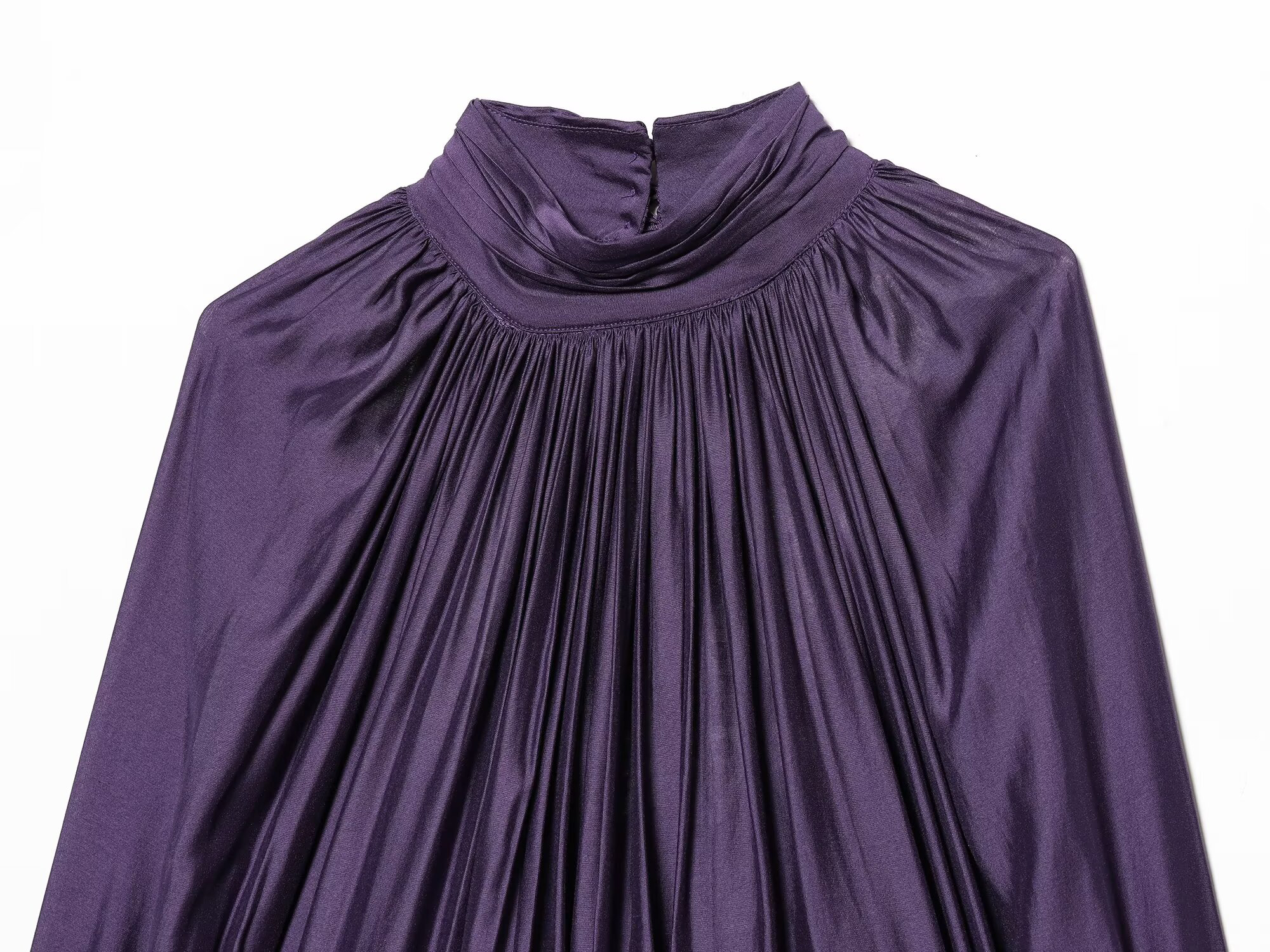 Nouveautés printemps : haut plissé à manches longues, col montant, style minimaliste, avec empiècements aux épaules, pour femme