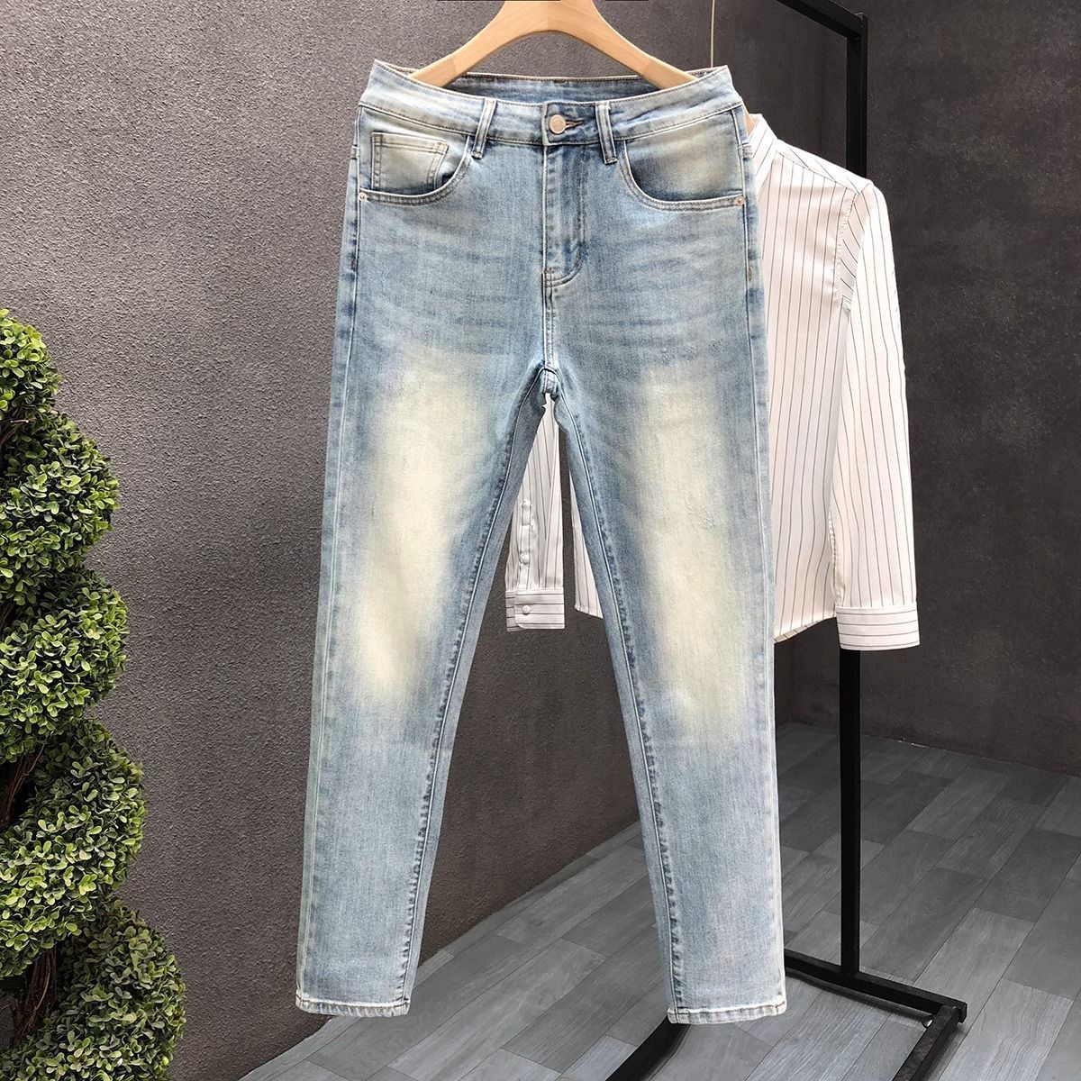 Jean Simple pour hommes, pantalon à jambes droites, tendance, nouvelle collection printemps et été 2021, vêtements de styliste haut de gamme pour hommes, pantalons longs délavés